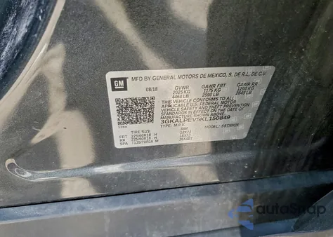 2019 GMC Terrain Slt из США, поврежденный, VIN 3GKALPEV5KL150849